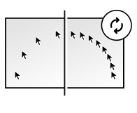 An icon illustrating IPS Black 2.0's enhanced refresh rate, demonstrating the smoother, uninterrupted movement of the mouse cursor through a comparison scene.