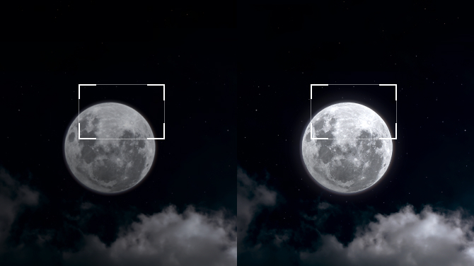 This image compares two photos of the moon, where the moon image on the current display is blurry at 1000nits, while the OLED display on the right shows sharp details of the moon at 1500nits.