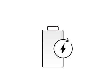 A battery-shaped icon with a lightning bolt symbol inside, indicating high power efficiency.