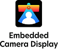 검은색 사각형 배경 안의 내장 카메라 센서 아이콘과 'Embedded Camera Display' 텍스트 로고