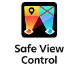 검은색 사각형 배경 안의 시야각 제어 아이콘과 'Safe View Control' 텍스트 로고