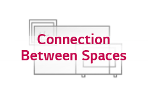 The illustration of transparent OLED through which you can see a sofa and a frame behind it.